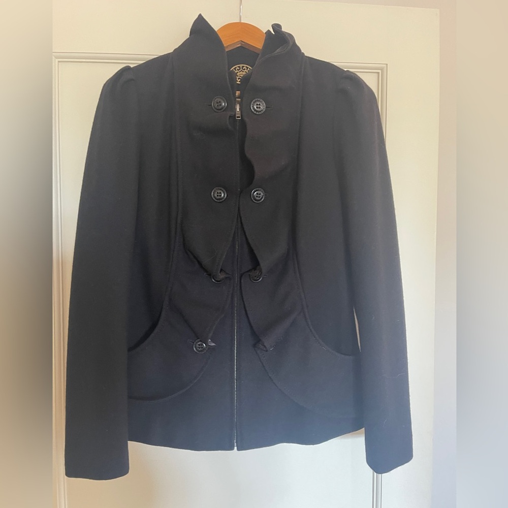 Anthropologie Idra Wool Ruffle Military Inspired Jacket - Picture 2 of 8